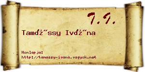 Tamássy Ivána névjegykártya